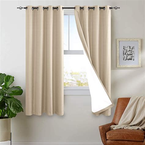 Jinchan 100 Blackout Curtains For Bedroom 63 Inch Length White