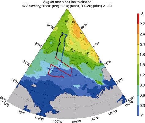 August Mean Analyzed Sea Ice Thickness In The Pacific Sector Of The Download Scientific Diagram