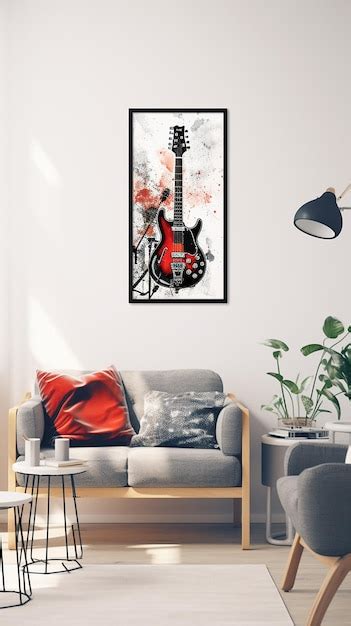 Premium Photo | Music poster decoration on white wall