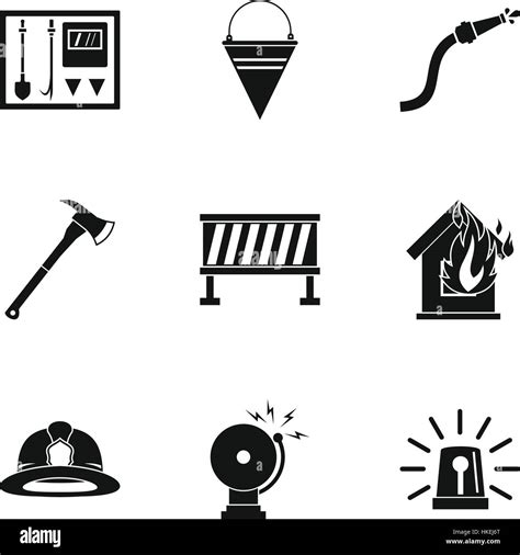 Firefighter Icons Set Simple Illustration Of Firefighter Vector