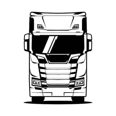 Premium Vector Vector Truck Black And White Front View