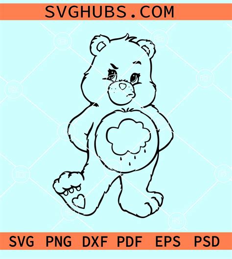 Grumpy Care Bear Svg Blue Grumpy Bear Svg Brumpy Bear Svg Care Bear Svg