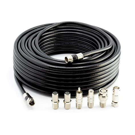 THE CIMPLE CO - 125' RG6 Black & 6 Universal Coaxial Cable Connector ...