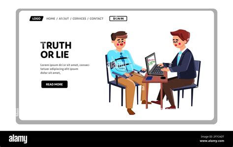 Truth Or Lie Examination Man On Polygraph Vector Stock Vector Image