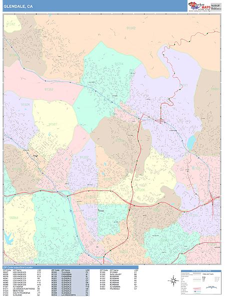 Glendale California Wall Map Color Cast Style By Marketmaps