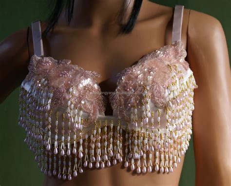 Tribal Belly Dance Beaded Sequin Bra Women Bra Top Festival Glitter