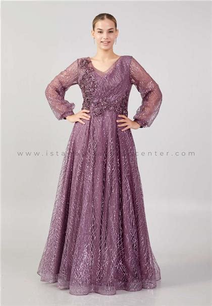 Leonessa Long Sleeve Maxi Tulle A Line Plus Size Purple Prom Dress