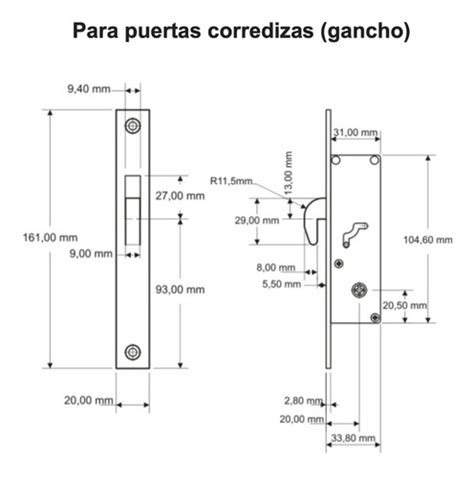 Cerradura Gancho Perfil Angosto Llave Tetra Satinada Soprano E FERRETERIA