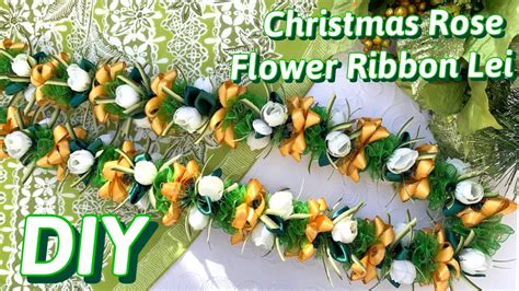 How To Make Christmas Rose Hawaiian Flower Ribbon Lei For Graduation