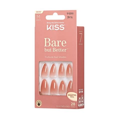 Kiss Bare But Better Press On Nails Fairest Nude Orange Med Almond