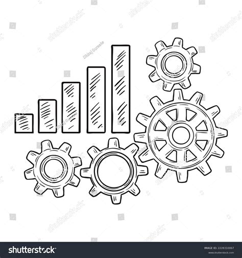 Pencil Sketch Mechanical Gear Fancy Design Stock Illustration ...