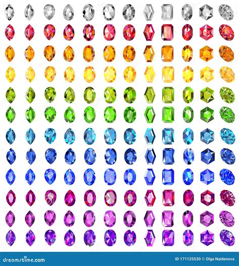 Set of Precious Stones of Different Cuts and Colors Stock Vector ...