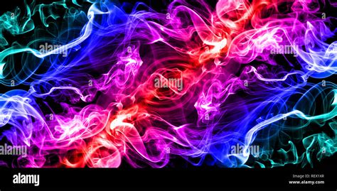 Creative abstract background of smoke swirls in bright neon colors on ...