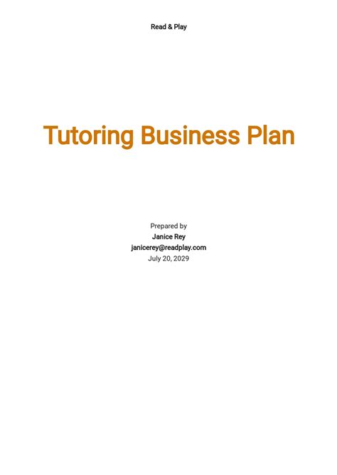 Tutoring Business Plan Template