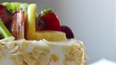 Delicious Birthday Fruit Cake 30965259 Stock Video at Vecteezy