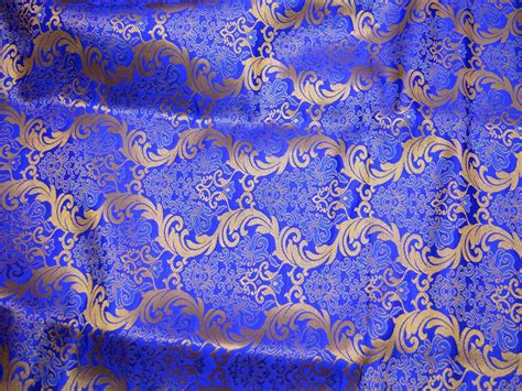 Royal Blue Brocade Fabric Banarasi Silk Brocade Fabric By The Etsy