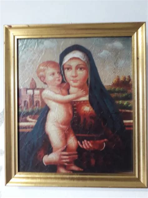 Quadro Madonna Con Bambino Ges Con Cornice Legno Eur Picclick It