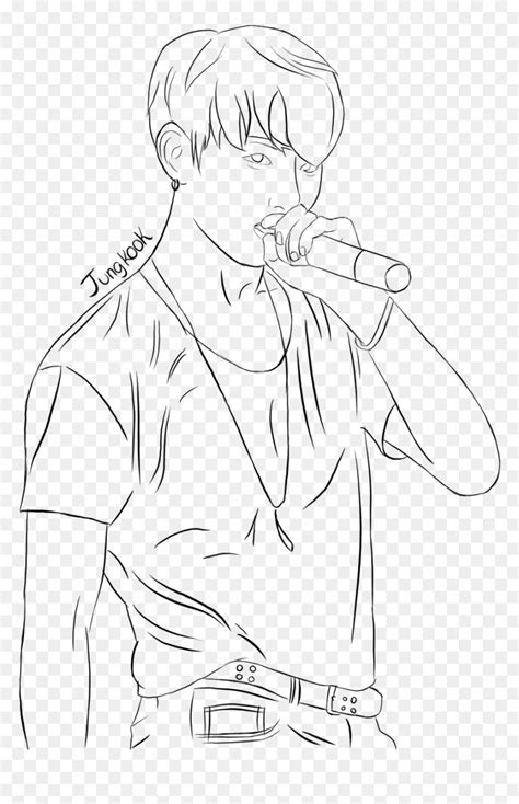 Jungkook Drawing Bts Easy - Jungkook Lineart, HD Png Download - vhv