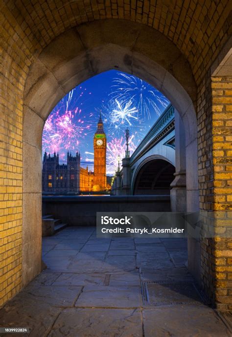 New Years Fireworks Display Over The Big Ben And Westminster Bridge In ...