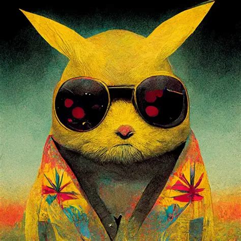 Pikachu In Fear And Loathing Imidjourney