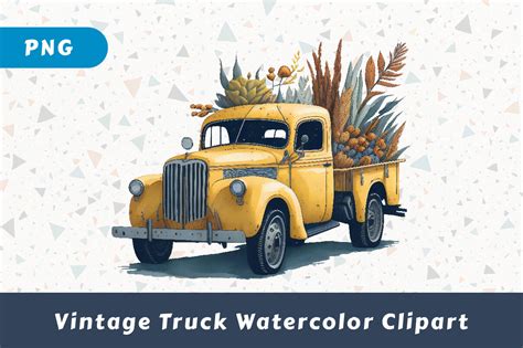 Vintage Truck Watercolor Clipart Graphic By Srempire Creative Fabrica