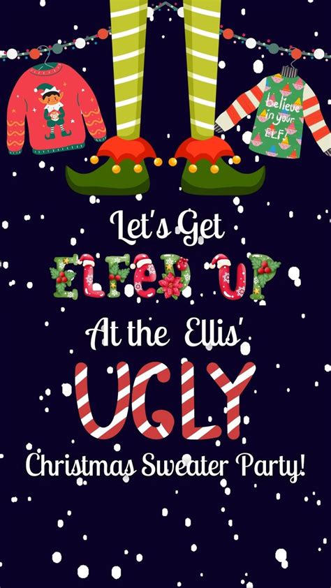 Elfed Up Ugly Christmas Sweater Party Video Invitation Etsy