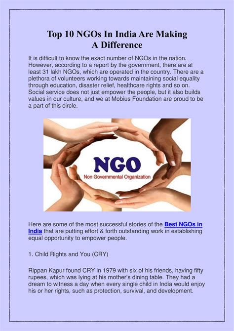 PPT Top 10 NGOs In India Are Making A Difference PowerPoint