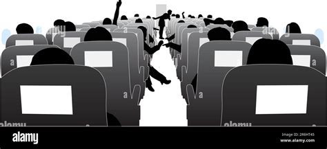 Editable Vector Illustration Of Passengers In An Airplane Stock Vector Image And Art Alamy