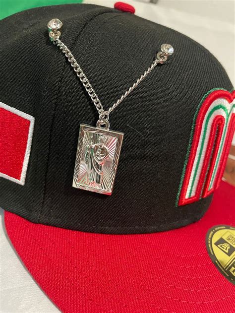 San Judas Silver Pendant Chain Pin For New Era Logo New Era Hat Pin