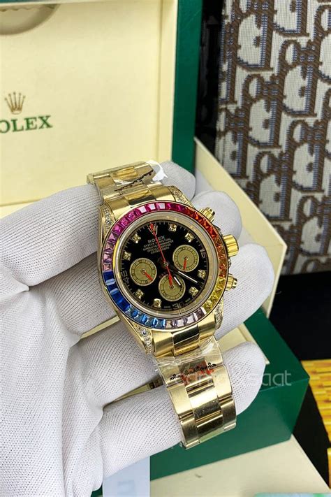 Rolex Daytona Golt Kasa Üni Sex Baget Taşlı Bayan Kol Saati