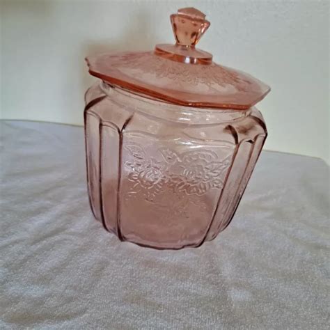 Vintage S Anchor Hocking Pink Depression Glass Mayfair Cookie Jar