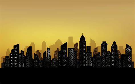 Download Golden Sunset City Silhouette Wallpaper | Wallpapers.com