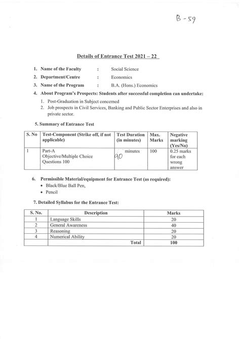 JMI Entrance Exam B59 B A Hons Economics Syllabus IndCareer Docs