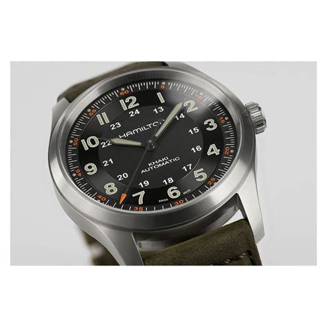 Hamilton Khaki Field 38mm Black Dial Titanium Case Watch at Fraser Hart ...