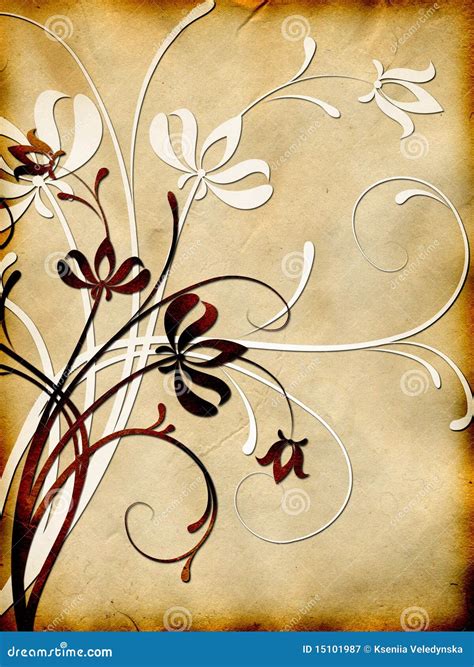 Old Paper With Floral Pattern Stock Illustration Illustration Of