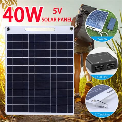 Plaque Solaire 40W 5V Panneau Solaire Tanche Portable Pour Touristes