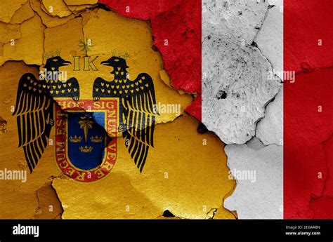 Flags Of Lima And Peru Painted On Cracked Wall Stock Photo Alamy