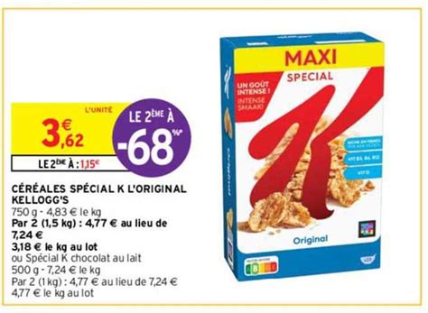 Promo Céréales Spécial K L original Kellogg s Le 2ème à 68 chez