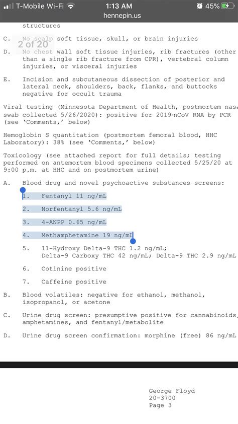 News regarding Floyd’s autopsy toxicology report. Link to autopsy ...