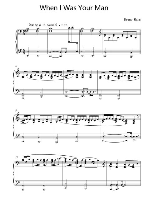 When I Was Your Man Arr Bruno Mars By Bruno Mars Sheet Music For