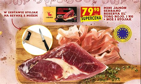 Szynka jamon serrano reserva nóż stojak El toro rojo cena