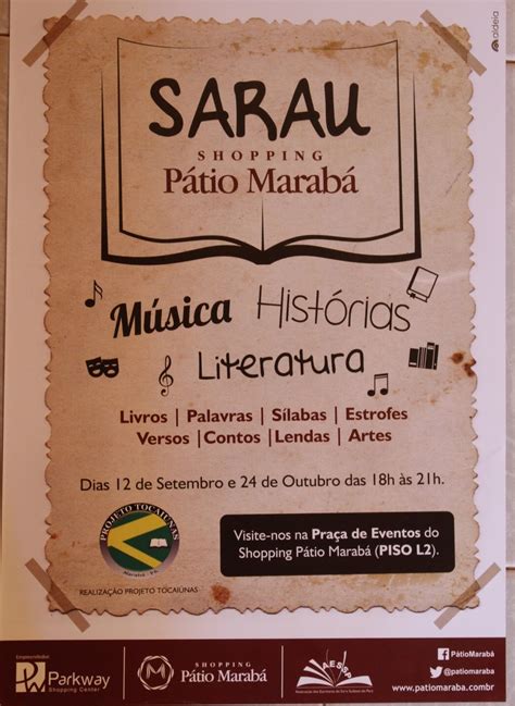 MarabáTurismo Sarau Literário dia 12 de setembro imperdível