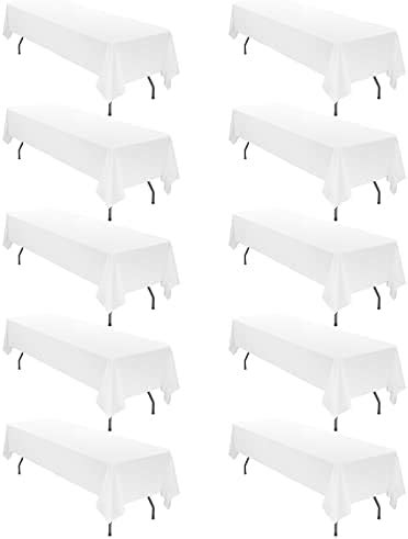 Lot De 10 Nappes Rectangulaires Blanches En Polyester Pour Table De 2 4