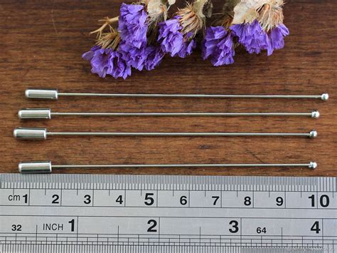 Основа для броши булавка иголка серебро платина, 1 шт, длина 90 мм в ...