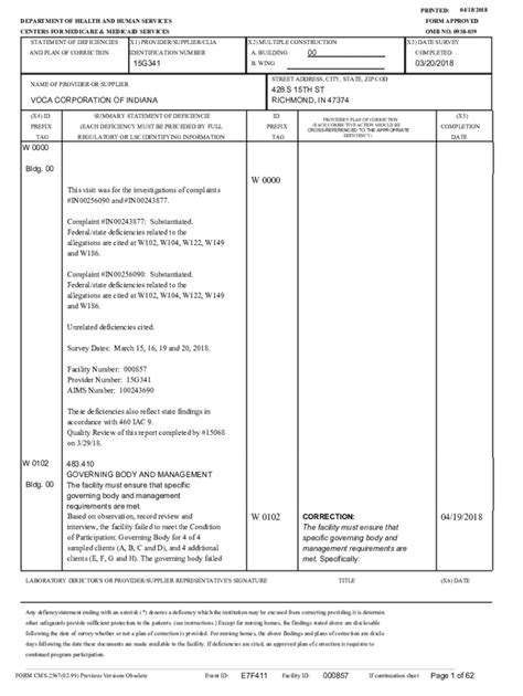 Fillable Online This Visit Was For The Investigations Of Complaints Fax