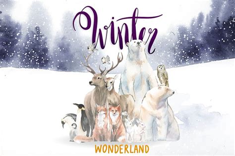 Group wild animals winter wonderland | Free Vector - rawpixel