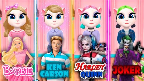 My Talking Angela 2 Barbie Vs Ken Carson Vs Harley Quinn Vs