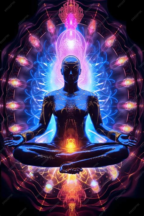 Premium AI Image | The seven chakras of yoga meditation Kundalini Energy