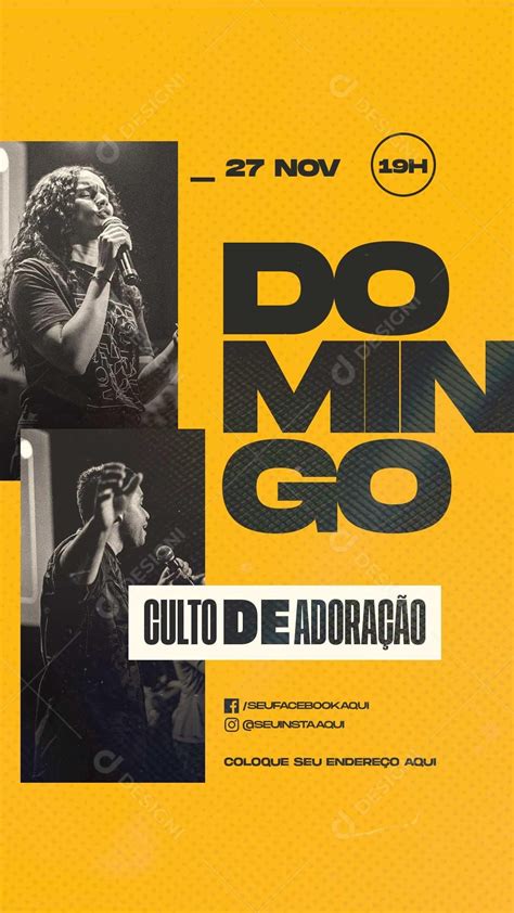 Flyers Domingo Culto De Adoração Igreja Social Media PSD Editável