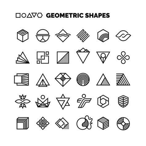 Abstract 3d Math Geometric Outline Shapes Vector Set Stock Vector Image